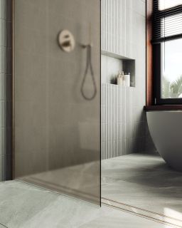 Душевая перегородка MaybahGlass MGD-697-2ш 79см бронза