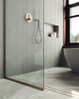 Душевая перегородка MaybahGlass MGD-700-2у 79см бронза