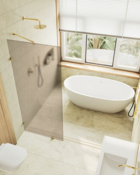 Душевая перегородка MaybahGlass MGD-265-3 79см золото