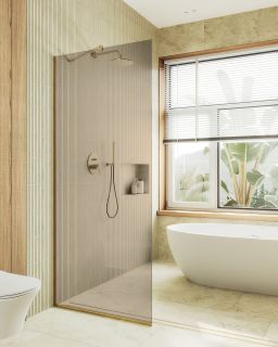 Душевая перегородка MaybahGlass MGD-696-3у 79см золото