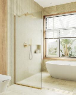 Душевая перегородка MaybahGlass MGD-700-3у 79см золото