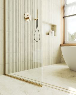 Душевая перегородка MaybahGlass MGD-695-3у 79см золото