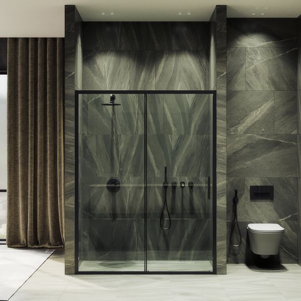 Душевая дверь MaybahGlass MGD-1276-6 120см чёрный/прозрачный