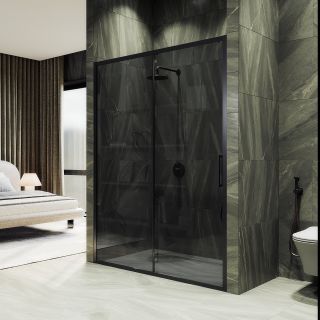 Душевая дверь MaybahGlass MGD-1285-6 150см чёрный/графит