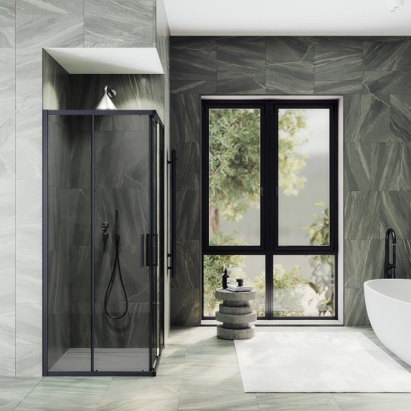 Душевой уголок MaybahGlass MGY-1328-6 90x90см чёрный/графит