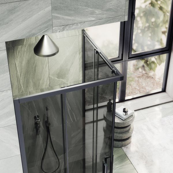 Душевой уголок MaybahGlass MGY-1328-6 90x90см чёрный/графит