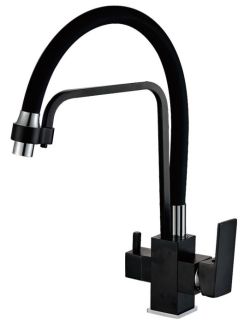 Смеситель для кухни Haiba HB76857 с подключением фильтра питьевой воды чёрный матовый