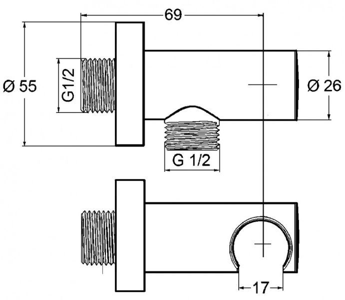 Шланговое подключение Kludi A-QA с держателем для душа хром 6054705-00