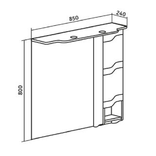 Зеркальный шкаф Runo правый Стиль 85 (00000001116)