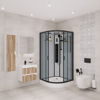 Душевая кабина Niagara NG-6901-01G BLACK с гидромассажем 90x90см чёрный/тонированное