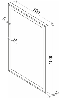Зеркало с подсветкой Continent Strong ЗЛП633 с сенсорным выключателем 70см