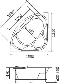 Акриловая ванна 1MarKa Luxe 155