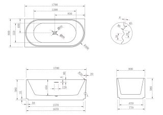Акриловая ванна ABBER AB9438-1.7 L левая 170x80см белый