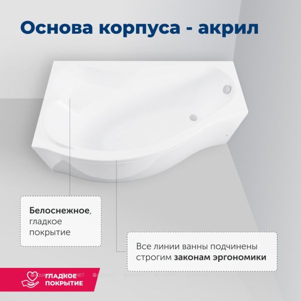 Акриловая ванна Aquanet Palma 205737 170x90/60 см левая с каркасом