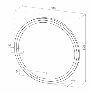Зеркало с подсветкой Misty Альферац 60см чёрный