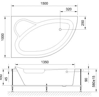 Гидромассажная ванна Royal Bath Alpine Standart 150x100см левая белый RB819100ST-L