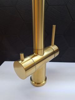 Смеситель для кухни с гибким изливом AltroBagno Flusso 050202 OrSp матовое золото 