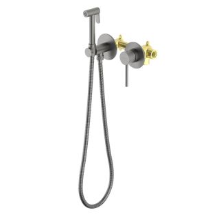 Гигиенический душ со смесителем Aquatek Европа AQ1319BGM шлифованный чёрный хром