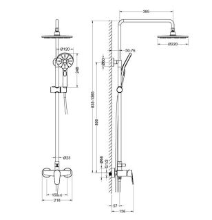 Душевая стойка Aquatek Бетта AQ2160BGM шлифованный чёрный хром