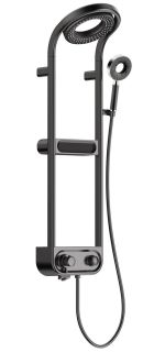 Душевая стойка AQUAme AQM8004B с термостатом чёрный матовый