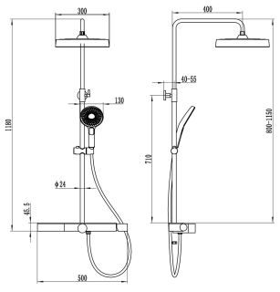 Душевая стойка AQUAme AQM8010B чёрный