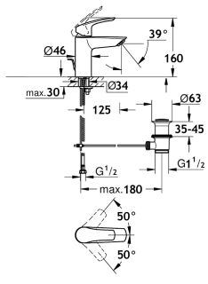 Смеситель для раковины AQUAme Prato AQMP6121 с донным клапаном хром
