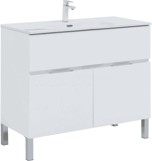 Тумба с раковиной Aquanet Алвита 100 напольная, белая матовая