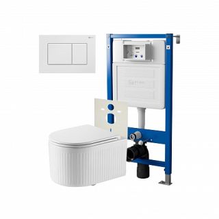 Комплект унитаза с инсталляцией Point Элемент PN48286W с сиденьем Микролифт