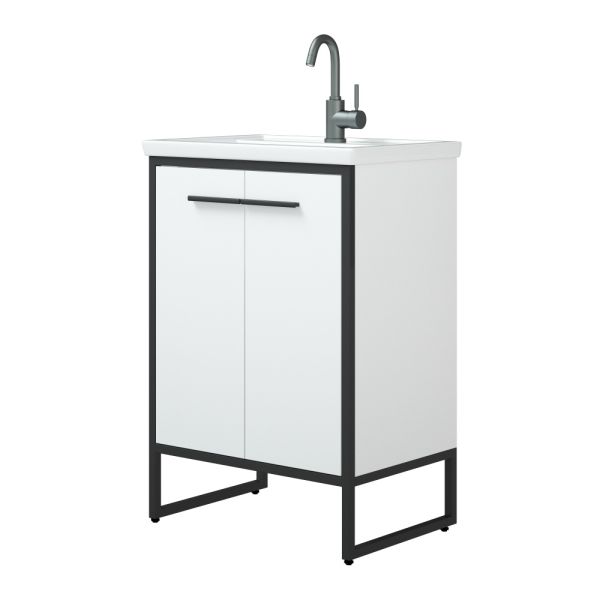 Тумба под раковину Corozo Айрон 70см белый/чёрный SD-00000411