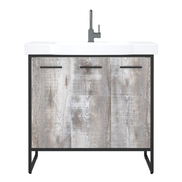 Тумба под раковину Corozo Айрон с корзиной 90см антик/чёрный SD-00000386