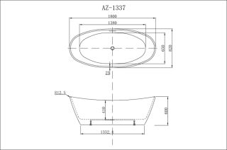 Акриловая ванна Azario EASTON AZ-1337B свободностоящая 1800x820x600