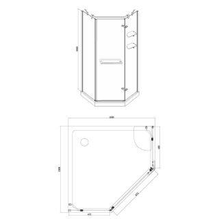 Душевое ограждение Azario MONTREAL AZ-NWG3231 1000 R GOLD