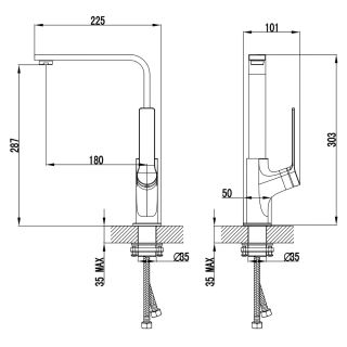 Смеситель для кухонной мойки Azario VISE AZ-VQQ568330AJ керамический картридж