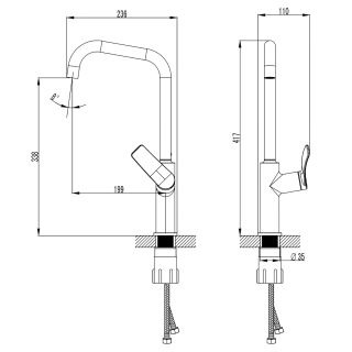 Смеситель для кухонной мойки Azario ABILITY AZ-VQR568073PA  высокий излив
