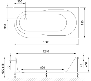 Акриловая ванна Royal Bath Azur правая 140x80см белый RB614200R