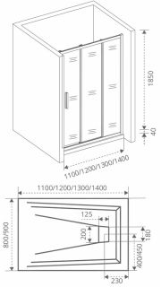Душевая дверь Good Door Orion WTW - PD-140-C-CH стекло прозрачное