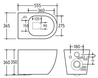 Подвесной унитаз Charus Estella Rimless EWC700-121W безободковый белый