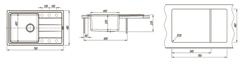 Кухонная мойка Florentina Комби 780 антрацит