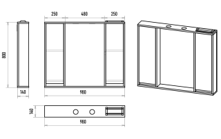 Зеркальный шкаф с подсветкой Brevita Balaton BAL-04100-01-01 100см белый/серый