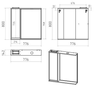 Зеркальный шкаф с подсветкой Brevita Balaton BAL-04080-03-01Л левый 80см белый/бежевый