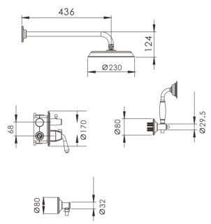 Душевая система Rose R0235H чёрный матовый