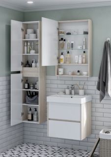 Зеркальный шкаф Акватон Сканди 55см белый/дуб верона 1A252102SDB20