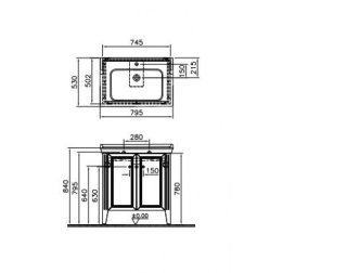 Тумба с раковиной VitrA Valarte 62154  74.5 см