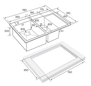 Мойка кухонная Paulmark Kroner PM227851-BGL левая брашированное золото