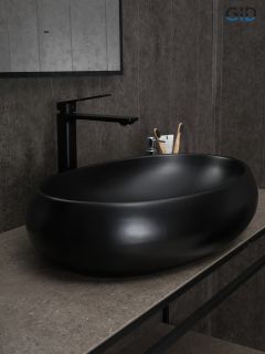 Раковина Gid Bm9030a 53371 накладная черная матовая 60x41x15