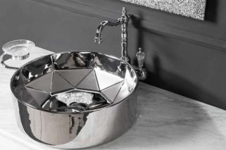 Раковина накладная Boheme серебро 865