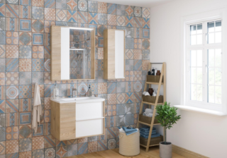 Тумба под раковину Акватон Бостон 75см белый/дуб эврика 1A252601BN010