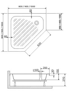 Поддон для душа RGW BT/CL-S 1000х1000х270