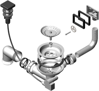 Выпуск для мойки Alveus 1127134 с вертикальным переливом POP UP ANTHRACITE