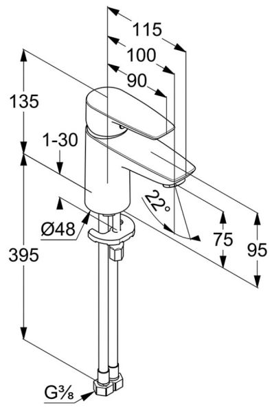 Смеситель для раковины Kludi Pure&Solid хром 340280575